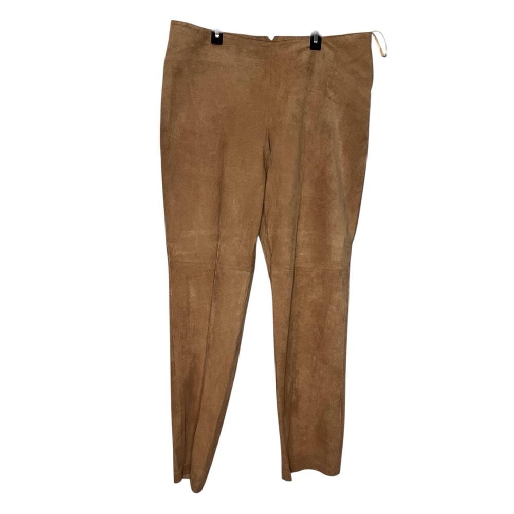 B&J Genuine Suede Straight Leg Pants Womens 14 Tan Minimalist Y2K Boho Western